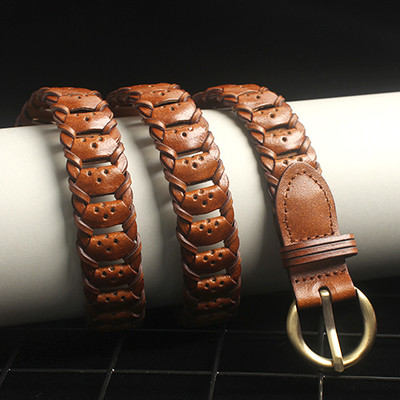 Curea de dama tricotata din piele ecologica in mai multe culori