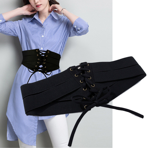 Γυναικεία ελαστική ζώνη μέσης με κορδόνια και φερμουάρ