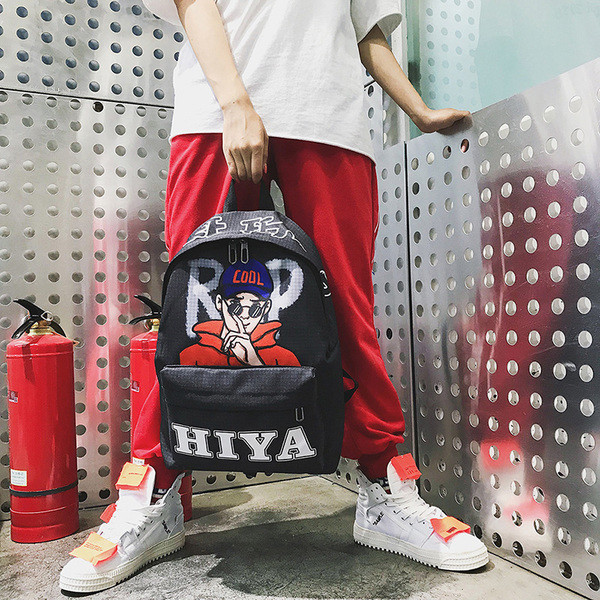 Rucsac modern pentru bărbați cu aplicație și inscripție în două culori