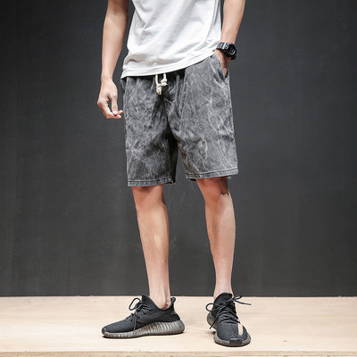 Pantaloni scurți pentru bărbați cu fermoar imitație în două culori