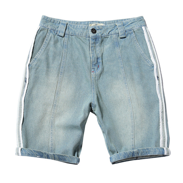 Pantaloni scurți din denim cu margine albă în lateral