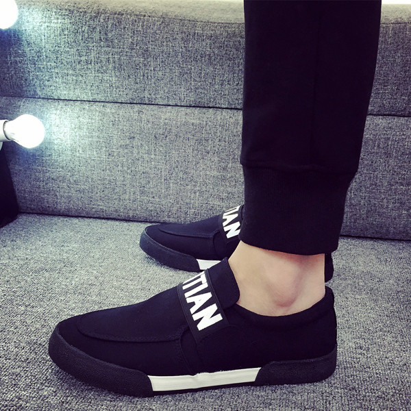 Mocasini pentru bărbați cu inscripție în negru și albastru închis