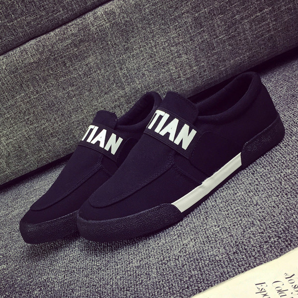 Mocasini pentru bărbați cu inscripție în negru și albastru închis