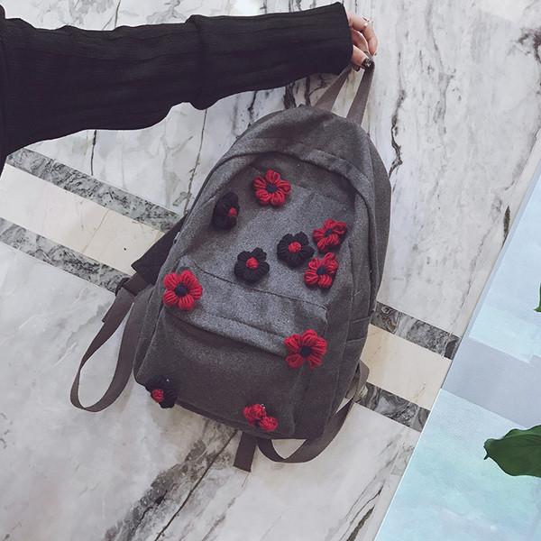 Rucsac de dama in trei culori cu decor floral 3D