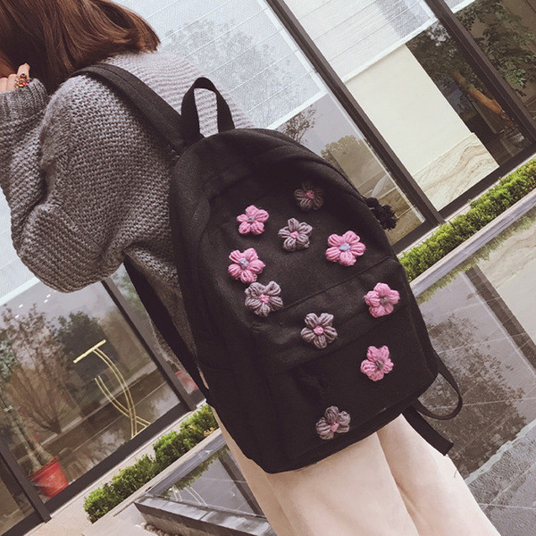 Rucsac de dama in trei culori cu decor floral 3D