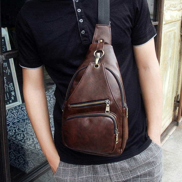 Geanta de umar mic pentru barbati cu buzunare din piele ecologica in 3 culori