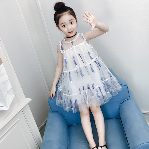 Rochie eterica pentru copii in doua culori cu broderie colorata