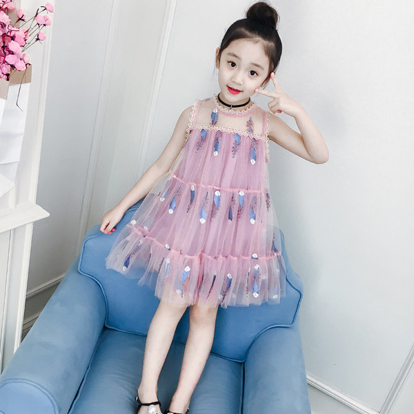 Rochie eterica pentru copii in doua culori cu broderie colorata