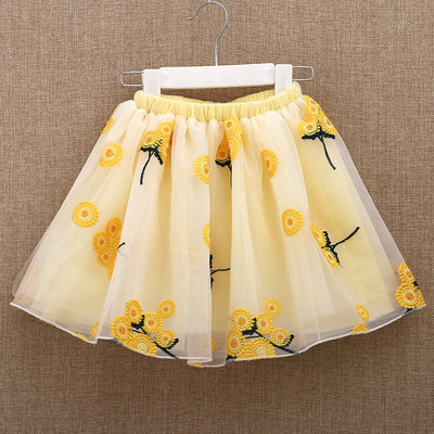 Fusta eterica moderna pentru copii cu broderie in patru culori