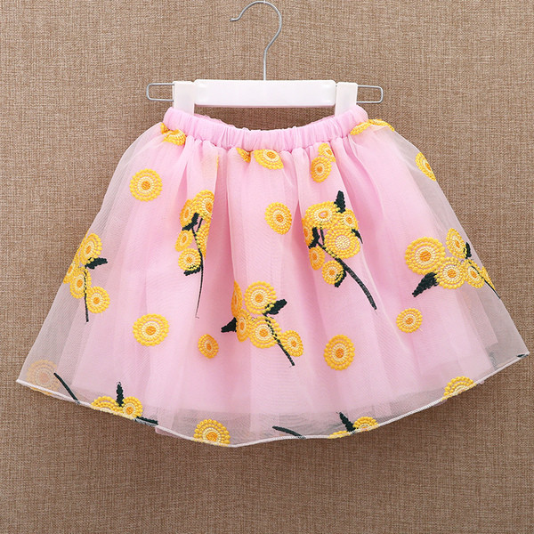 Fusta eterica moderna pentru copii cu broderie in patru culori