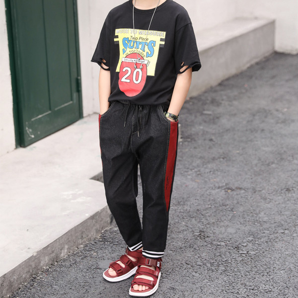 Pantaloni sport copii pentru baieti cu margine laterala