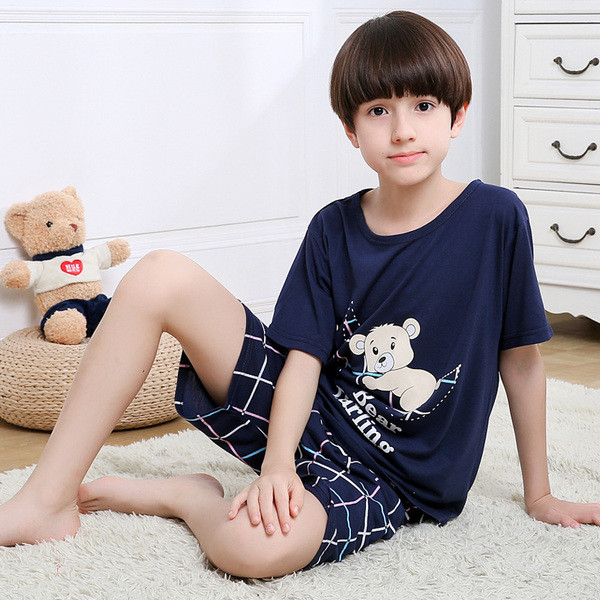 Детска пижама за момчета с къс ръкав и къси панталони в няколко цвята