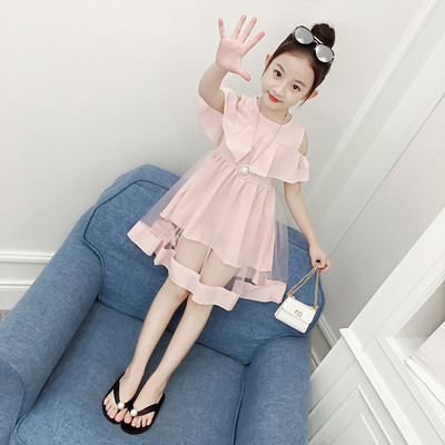 Rochie eterică modernă pentru copii în roșu, roz și galben