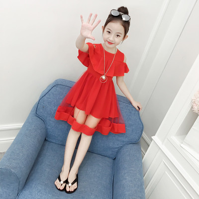 Rochie eterică modernă pentru copii în roșu, roz și galben