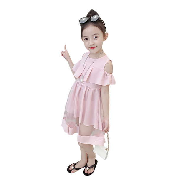 Rochie eterică modernă pentru copii în roșu, roz și galben