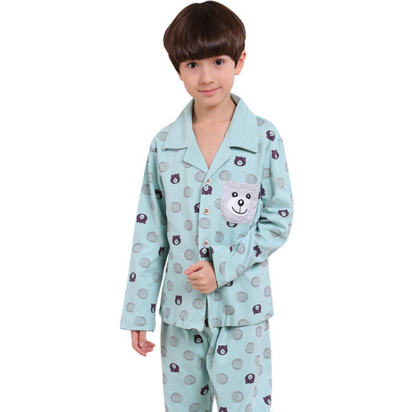 Pamut gyerekpizsama fiúknak, hosszú ujjú inggel és hosszú nadrággal öt színben