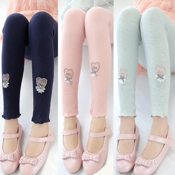 Jambiere lungi pentru copii pentru fata cu decor in trei culori