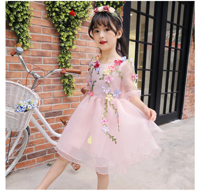 Παιδικό φόρεμα για κορίτσια με λουλούδια κεντήματος