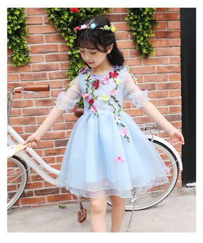 Παιδικό φόρεμα για κορίτσια με λουλούδια κεντήματος
