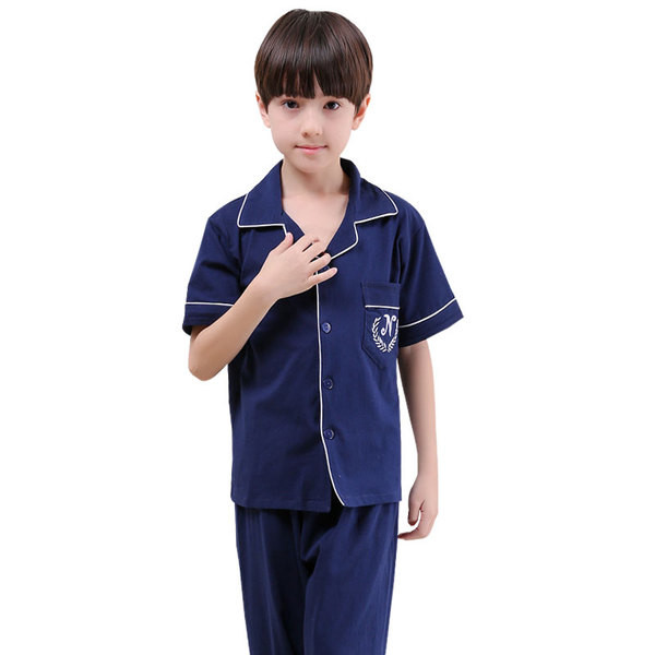 Άνετη παιδική πιτζάμα από βαμβάκι με κοντό μανίκι και μακρύ παντελόνι σε πέντε χρώματα