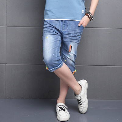 Blugi casual copii pentru baieti 7/8 cu elemente colorate