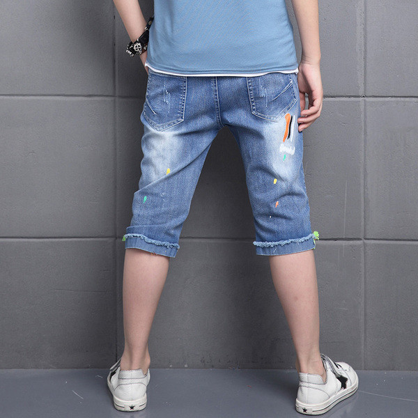 Blugi casual copii pentru baieti 7/8 cu elemente colorate