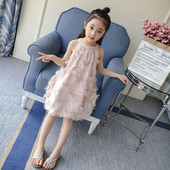 Rochie moderna pentru copii cu franjuri in doua culori