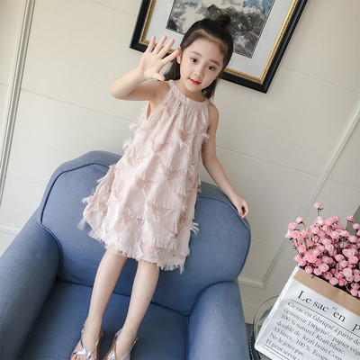 Rochie moderna pentru copii cu franjuri in doua culori