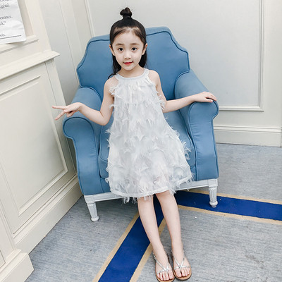 Rochie moderna pentru copii cu franjuri in doua culori