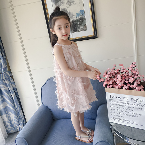 Rochie moderna pentru copii cu franjuri in doua culori