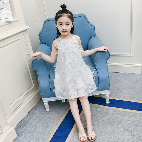 Rochie moderna pentru copii cu franjuri in doua culori