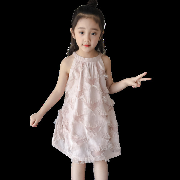 Rochie moderna pentru copii cu franjuri in doua culori