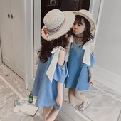 Rochie eterica pentru copii cu umerii goi cu cravate si panglici