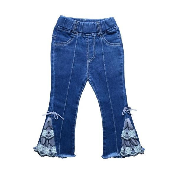 Blugi casual copii pentru o fata cu dantela - model lat