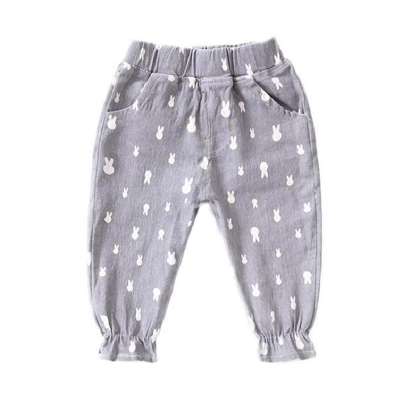 Pantaloni copii pentru fete in roz si gri