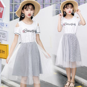 Rochie moderna pentru copii cu tul in doua culori