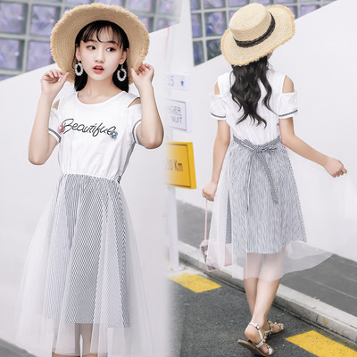 Rochie moderna pentru copii cu tul in doua culori