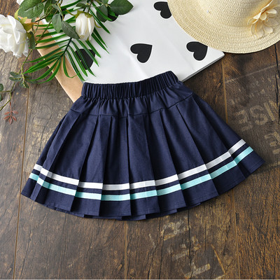 Fusta plisata pentru copii pentru fete in bleumarin si rosu