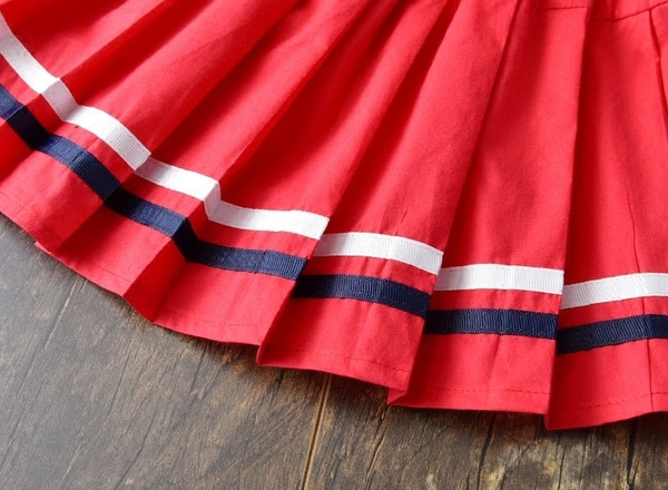 Fusta plisata pentru copii pentru fete in bleumarin si rosu