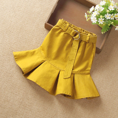 Fusta scurta moderna pentru copii in galben si alb