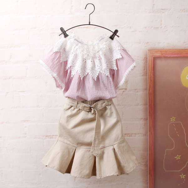 Fusta scurta moderna pentru copii in galben si alb