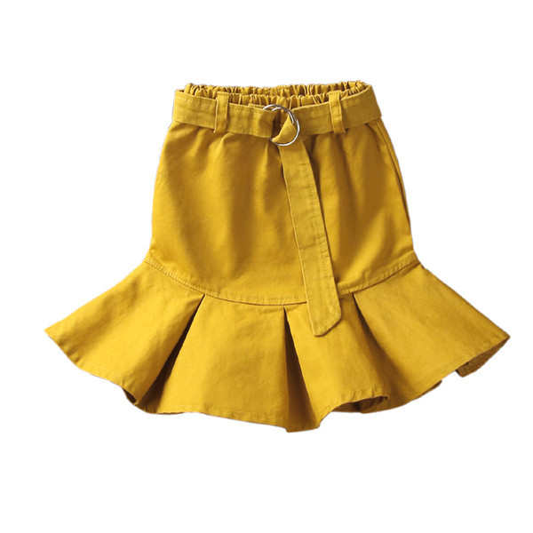 Fusta scurta moderna pentru copii in galben si alb
