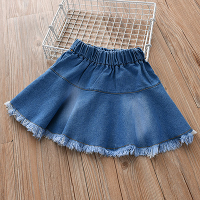 Fusta de blugi pentru fete pentru copii cu decor de perle