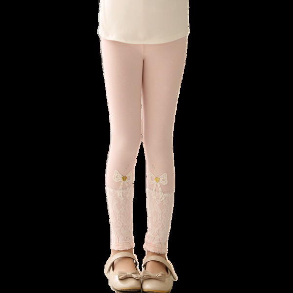 Jambiere copii pentru fata cu broderie si dantela in doua culori