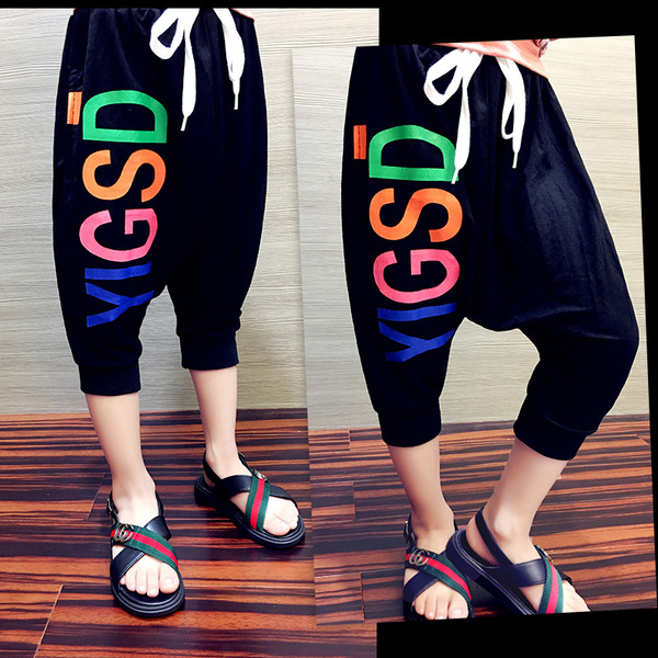 Pantaloni de vara copii model lat cu inscriptie