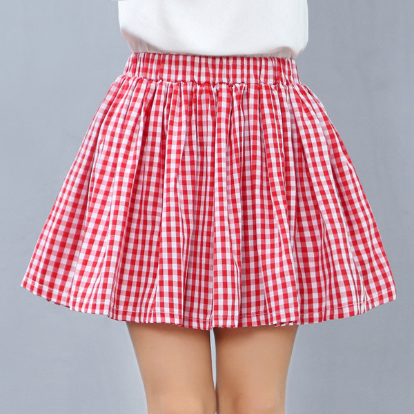 Fusta plisata pentru copii pentru fete in negru si rosu