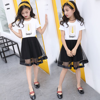 Детска модерна рокля за момичета с тюл и апликация
