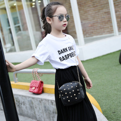 Παιδική μακρά φούστα  σε μαύρο, λευκό και ροζ χρώμα