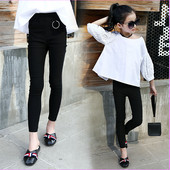 Pantaloni casual pentru copii in negru cu talie inalta