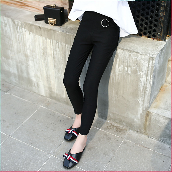 Pantaloni casual pentru copii in negru cu talie inalta